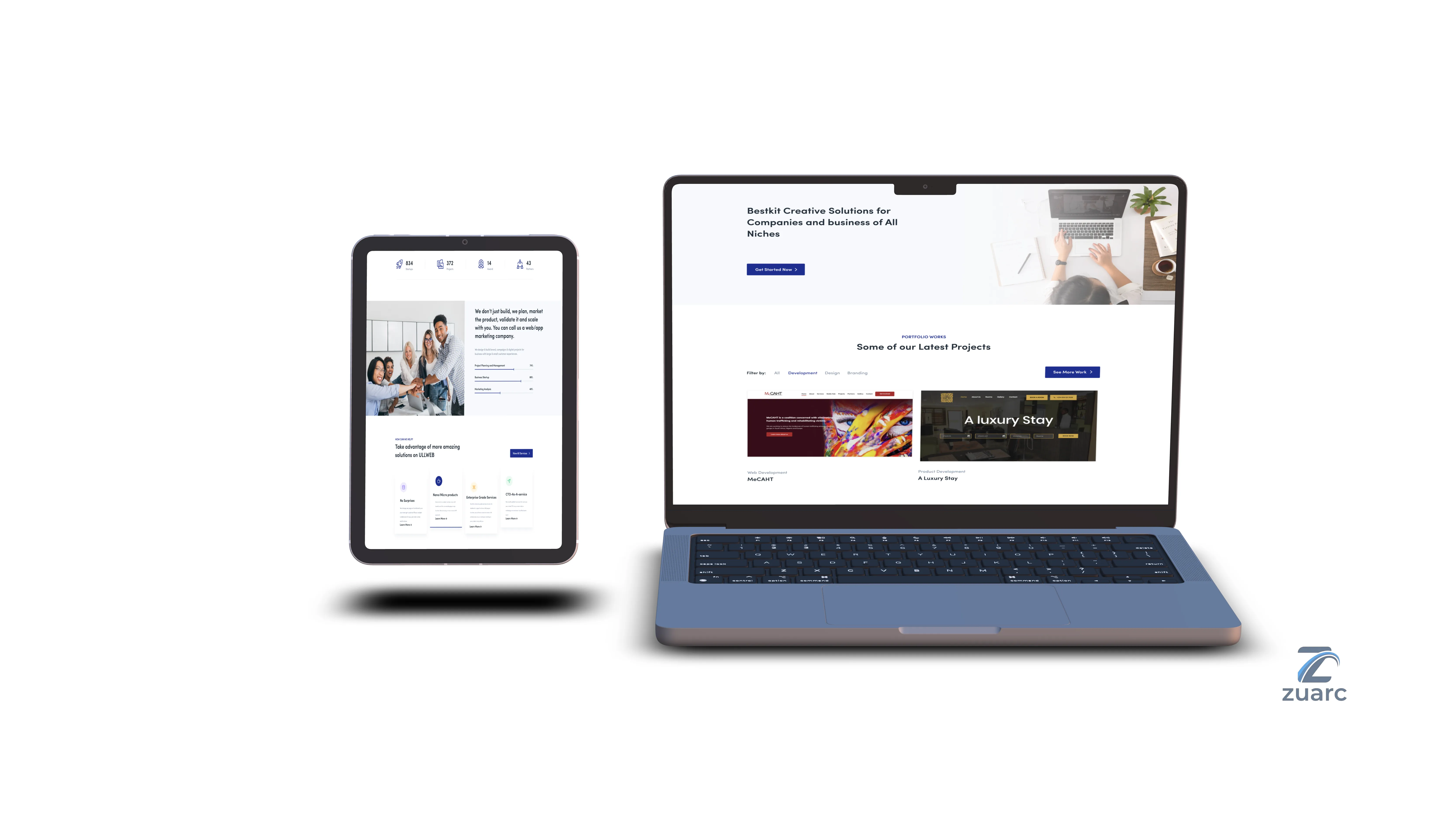 Uwcll website shown on laptop and tablet
